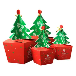 MINI MOQ Por Atacado Árvore de Natal Em Forma de Presente de Papel Caixas de Embalagem de Doces