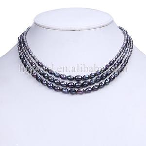 סיטונאי tear <span class=keywords><strong>drop</strong></span> רייס פרל 3 שורות פנינים אמיתיות שרשרת נשים - Product Image 5