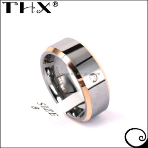Bague en tungstène diamantée tendance, bague de fiançailles en missanite, bague à pierre <span class=keywords><strong>unique</strong></span> en or rose à bords biseautés, design confortable et plat - Product Image 2