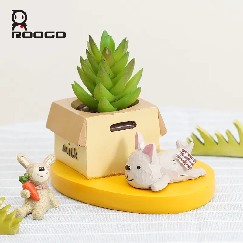 ROOGO, забавные настольные зеленые суккуленты в форме животных, горшки для растений, цветочный горшок