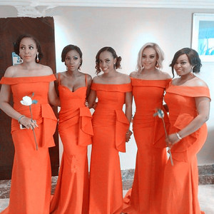 black and orange bridesmaid dresses