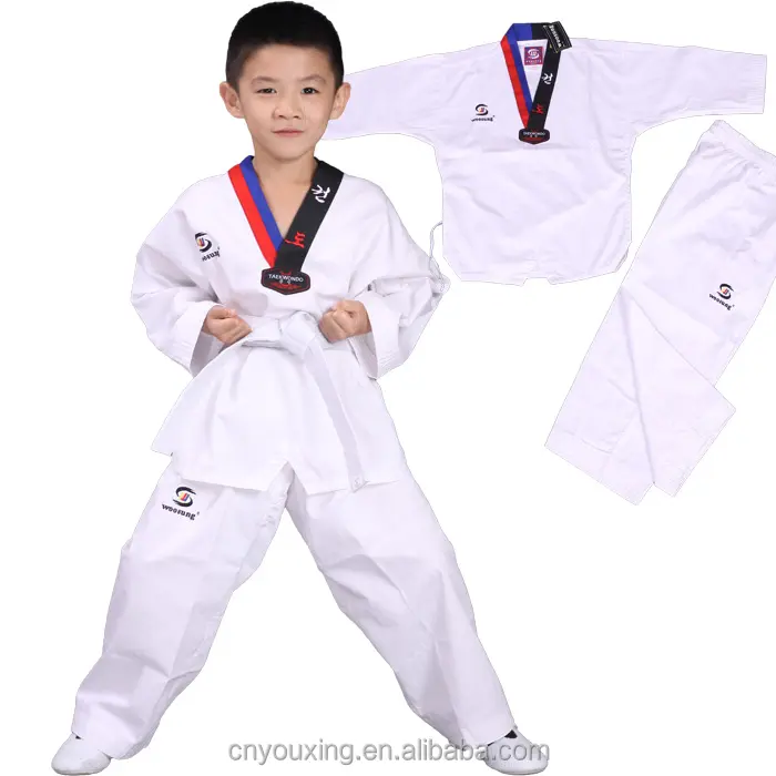 Woofun seragam olahraga anak-anak, seragam taekwondo seni bela diri taekwondo