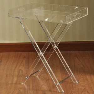 Tùy Chỉnh Gấp Rõ Ràng <span class=keywords><strong>Acrylic</strong></span> Bàn Cà Phê Nội Thất <span class=keywords><strong>Acrylic</strong></span> Trong Suốt Phục Vụ Khay Với Chân - Product Image 3