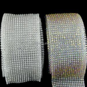 Flexible Rhinestone <strong>Trimming</strong> Mesh <strong>Crystal</strong> Banding, 18 Rows <strong>Elastic</strong> Stretch Rhinestone <strong>Trimming</strong> Rolls - Product Image 3