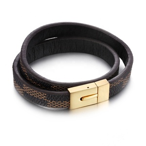 Real U gioielli gioielli personalizzati all'ingrosso bracciale in pelle incidibile in oro di lusso accessori da uomo braccialetto <span class=keywords><strong>2022</strong></span> - Product Image 1
