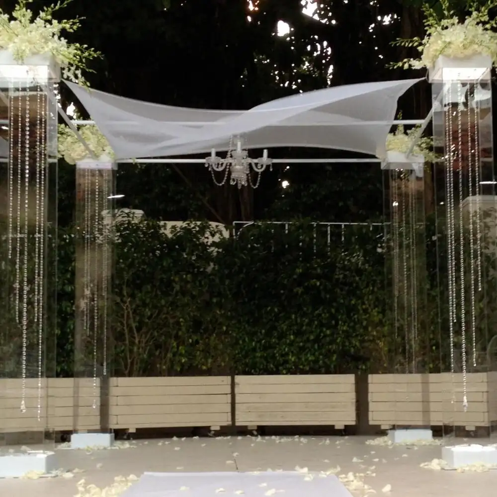 Arco de acrílico para casamento, mandap acrílico transparente huppah & tela de acrílico para casamento