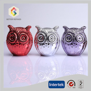 ขวดเทียนแก้วตัดรูปนกฮูกทาสีสีสันสดใสด้วยมือหรูหรา - Product Image 3