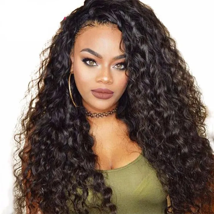 Cheap Price Water Wave Virgin Human Hair Wigs Bleached Knots Curly Lace Frontal Wig Parrucca