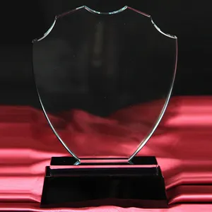 Glass Shield Trophy Manufacturer Direct Sales Customized Black Base Shield Crystal Glass Trophy