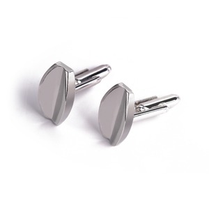 Luxury Silver <strong>Polished</strong> Designer Bulk Geometry <strong>Oval</strong> Shaped Mens French <strong>Cufflinks</strong> - Product Image 2