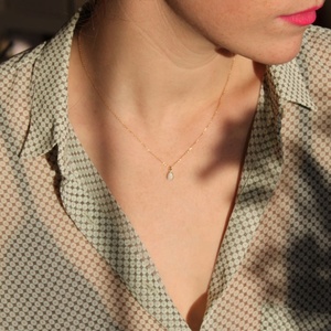 Brass Jewelry Minimalist Teardrop Pendant Artificial <strong>Opal</strong> <strong>Necklace</strong> - Product Image 2