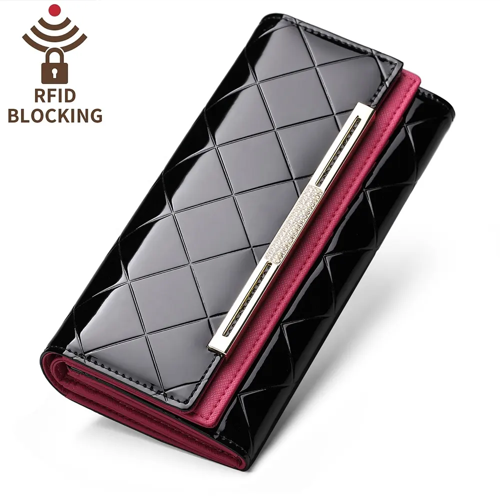 Design your own genuine leather wallet fashion female RFID blocking purse frefessional manufacture factory