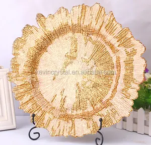 Hot Sun Burst Wedding Charger Tấm Màu Vàng/Kính Độc Đáo Khách Sạn Nhà Hàng Phục Vụ Platter/New Tổ Chức Sự Kiện Bảng Trang Trí