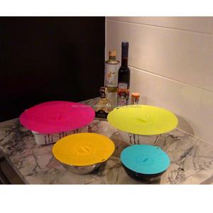 <span class=keywords><strong>Tapas</strong></span> de silicona <span class=keywords><strong>Gourmet</strong></span> alimentos cubre sello de succión de la funciona en tazas, cuencos, ollas y recipientes, grupos 4 - Product Image 3