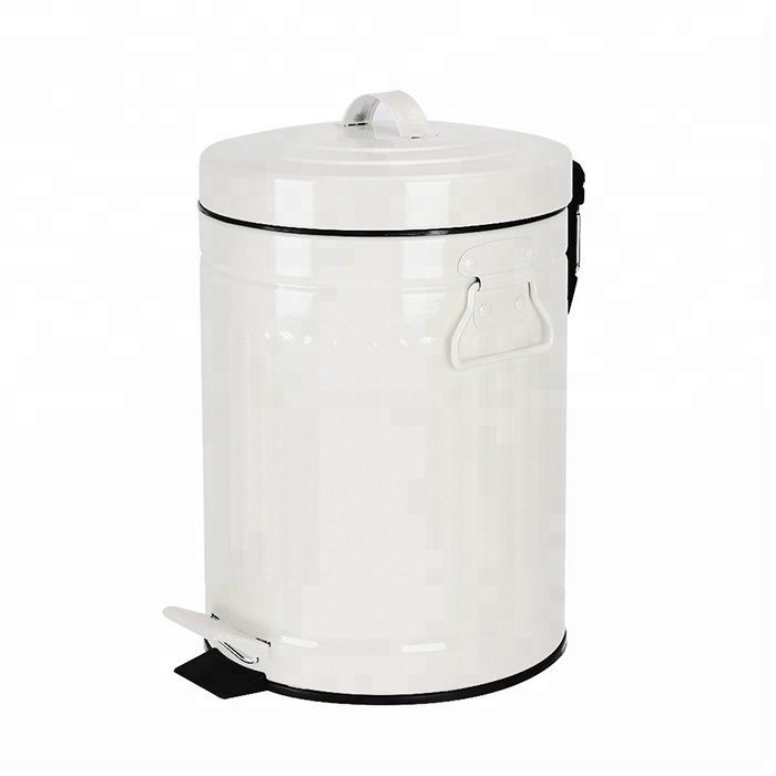 5 Litres/1.3 Gallon Rond Blanc En Acier Inoxydable Étape Couleur Coréenne Poubelle