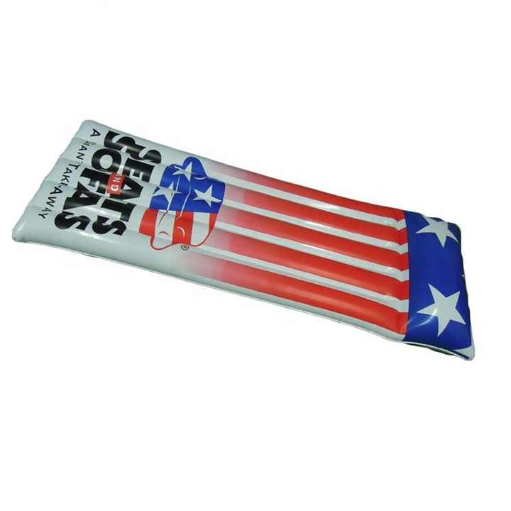 Custom Logo Printed Inflatable Pool Float Mattress with Flag Design Water Mattress for Advertising Promotion