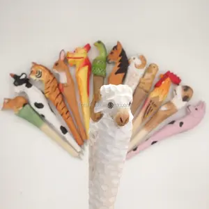 에코 친화적 인 동물 모양의 나무 볼 펜, 손 새겨진 나무 동물 펜