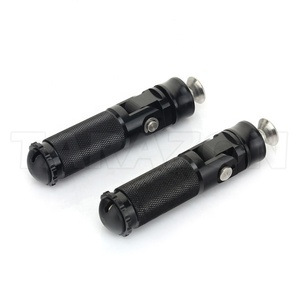 Repose-pieds universels réglables pour <span class=keywords><strong>moto</strong></span>, pour <span class=keywords><strong>moto</strong></span> de rue - Aluminium 6061 T6, titane et couleur noire anodisée - Product Image 2
