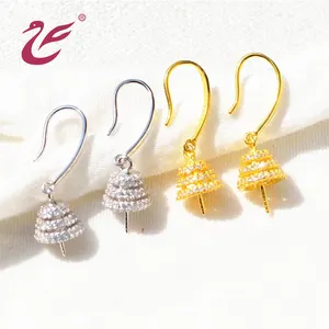 accessories hand made 925 sterling silver dangle popular designer fashion pearl luxury wedding 18k gold plated hoops earings