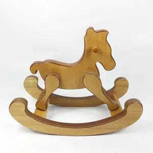 Custom Laser Cut Hand Carve Home Decorative Rocking Horse Toy Wood Crafts