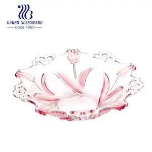 彩色玻璃水果碗玻璃碗用郁金香装饰家居用品雕刻