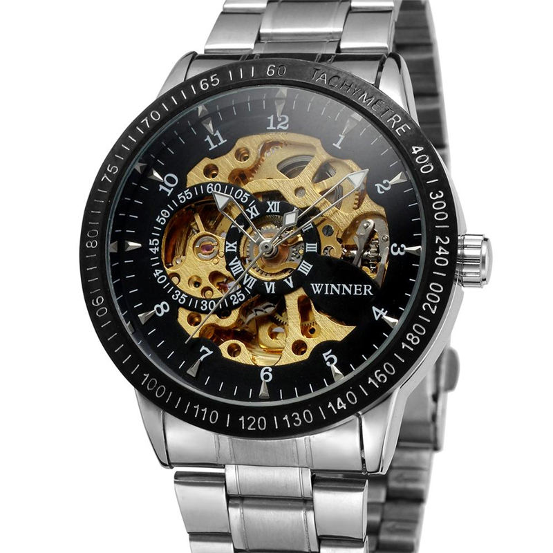 Luxury WINNER Mens Automatic Skeleton Mechanical Watches