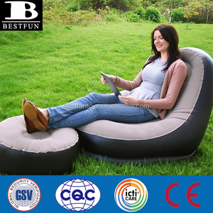 Custom Flocked Inflatable <strong>Recliner</strong> <strong>Chair</strong> With <strong>Footstool</strong> Lightweight Large Garden Sofa for Outdoor Home Furniture - Product Image 6
