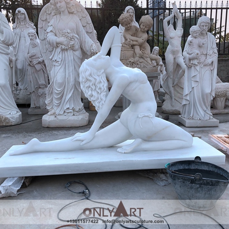 Белая мраморная танцевальная статуя йоги для сада, внутреннего и наружного декора Onlyart