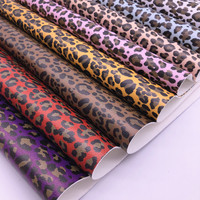Tissu en vinyle en cuir PU imprimé léopard, épaisseur 0,8 mm, anti-moisissure, résistant à l'abrasion, pour sacs, chaussures, portefeuilles, nœuds pour cheveux, carnets