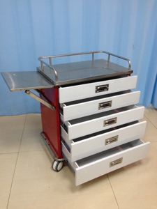 XF698 Rvs Ziekenhuis Verpleging Geneeskunde <span class=keywords><strong>Trolley</strong></span> Met Vijf Lades - Product Image 4