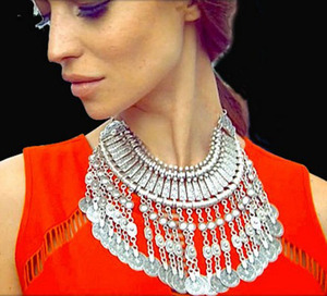 Nuevo estilo <span class=keywords><strong>Vintage</strong></span> declaración grueso collares tallado artesanía Zamac collar turco moneda collar de flecos - Product Image 3