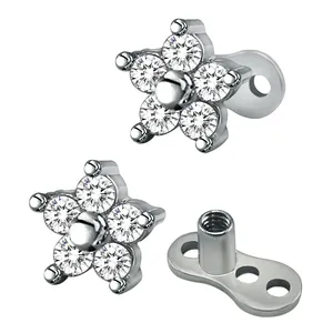 Quincunx design Bar Setting Clear Zirconia Custom Micro Dermal Anchor Piercings Dermal