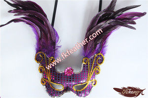 Pas cher Masques Vénitiens <span class=keywords><strong>Rose</strong></span> Rouge Cock Plume Partie Fournitures - Product Image 2