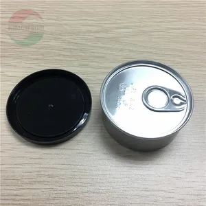 100Ml Báo Chí Nó Trong Lon Cá Ngừ Tự Đóng Dấu Tins Với Nắp Nhựa Đen Số Lượng Lớn Vòng Thiếc Nhỏ Kéo Có Thể