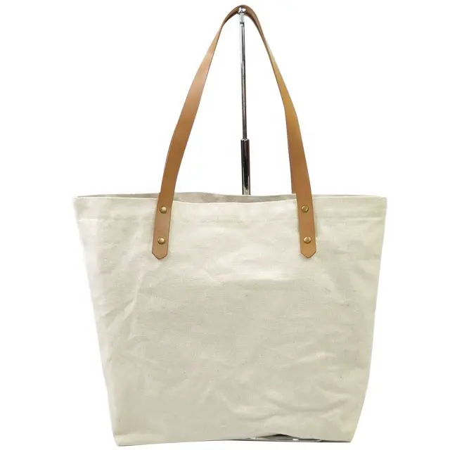 Customized 굿 quality fake leather 면 canvas tote bag