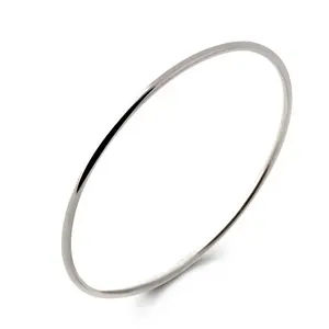 Plain Infinity Thin Hoop Dome Bangle 925 Silver Plated Jewelry Simple Smooth Bangle