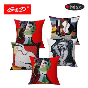 G&D Decorative Picasso Painting Painted Cotton Linen Cushion Pillowcase