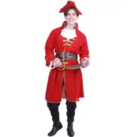 Yetişkin adam gemi kaptan cosplay Korsan kostüm erkekler için karnaval fantezi kostümleri ceket kemer şapka Cadılar Bayramı kostüm