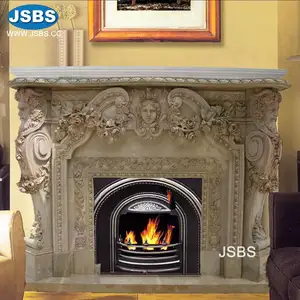 天然大理石装飾暖炉マンテル-JSBS古典的な手彫り
