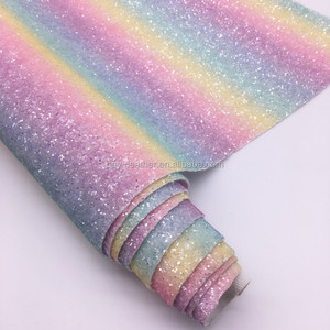 Pastel pelangi Chunky Glitter kain untuk rambut busur sepatu tas DIY bahan kerajinan - Product Image 2