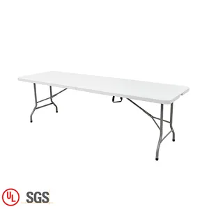 Fashion New Design 8FT Fold-In-Half HDPE Plastic Folding Modern Dining Table Designs