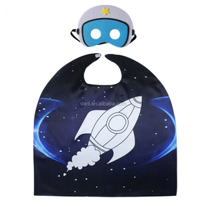Cartoon <strong>Astronaut</strong> Satin Cape Dress up <strong>Costume</strong> with Felt Face Wearing for <strong>Kids</strong> Christmas eve - Product Image 1