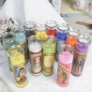 Groothandel kaars pijlers tall-Jar Religieuze Geurkaars Multi-gekleurde Glazen Groothandel Maat Home Decoration Oem Aanpasbare Art Kaars Pijler 1000 Stuks