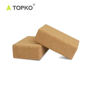 Оптовая продажа, частная торговая марка TOPKO, Пользовательский логотип, переработанный экологически чистый 100% натуральный высококачественный пробковый органический блок для йоги, набор для упражнений