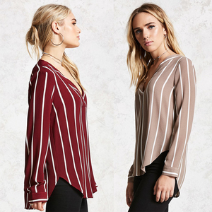 Blusa de Oficina <span class=keywords><strong>a</strong></span> Rayas para Mujer, Manga Larga, 100% Algodón, Moda Otoñal, Gran Venta - Product Image 4