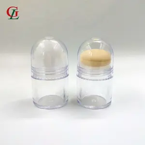 Yüksek kaliteli PS 20ML şeffaf yuvarlak deodorant rolon şişe plastik kozmetik silindir şişesi ve sünger aplikatör şişesi