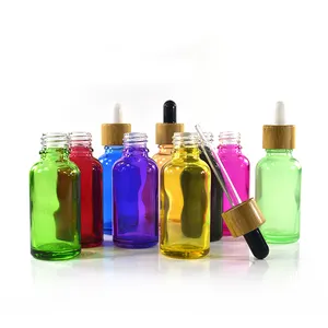 Frasco de vidro para óleo essencial, garrafa colorida de vidro preto, amarelo, azul, roxo, 1oz/30ml