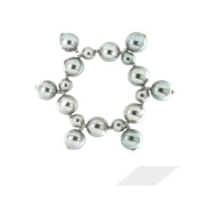 Collar de Perlas de Tres Capas, Diseño de Collar de Perlas Grandes, Joyería de Perlas Grises, Rosas y Negras - Product Image 5
