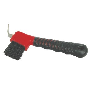 EQUIZONE Steel <b>Pick</b> Hoof <b>Pick</b> Brush with TPR Covered <b>Handle</b> 6" Long for Horses - Product Image 1