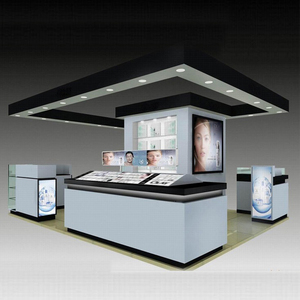 personalizada cosmético de cristal de la joyería soporte de exhibición con luz LED mesa de madera MDF muchos cajones kiosco - Product Image 4